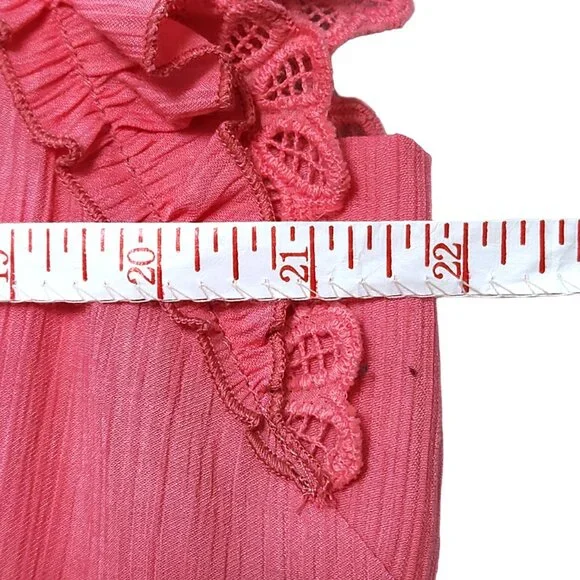 Staccato New Coral Pink Blouse Short Ruffled Sleeves Size L - Picture 11 of 15